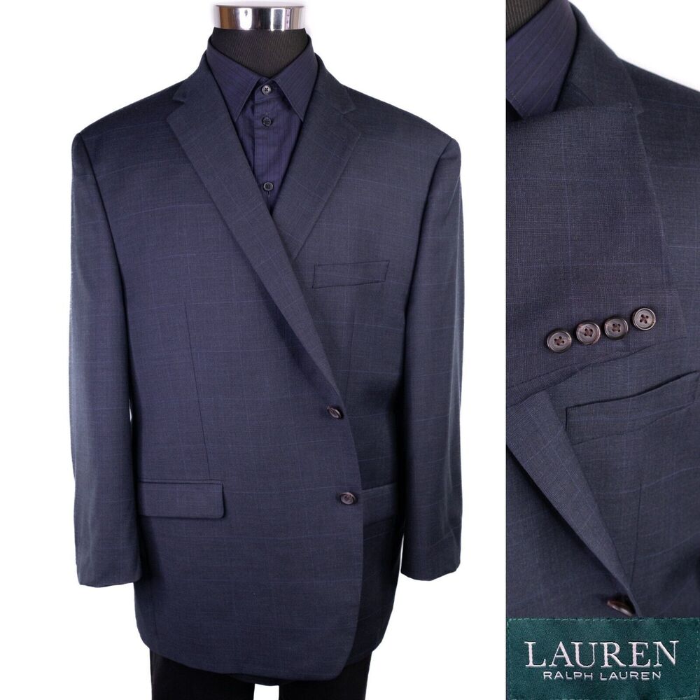 Ralph Lauren Mens Blazer Sport Coat Two Button Casual Jacket 50R/S Wool  Suits